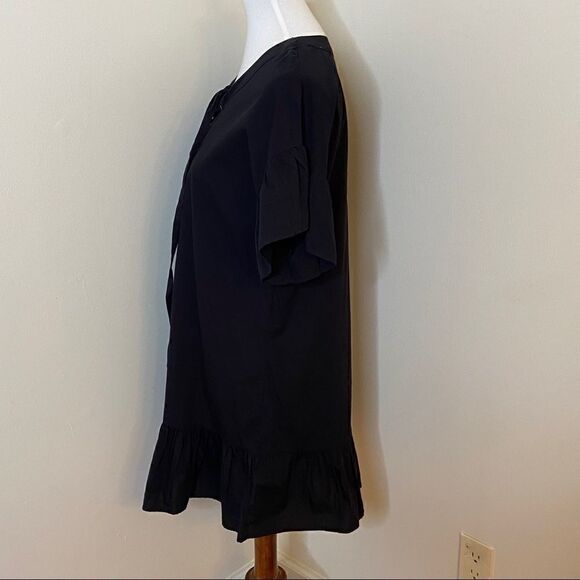 NEW Lucky Brand Black Popover Lace Up Front Dress - Picture 2 of 5